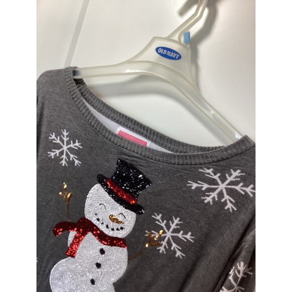 Tipsy Elves Women Sequined Snow Day Ugly Christmas Pullover Sweater Gray Size XL - Picture 3 of 12